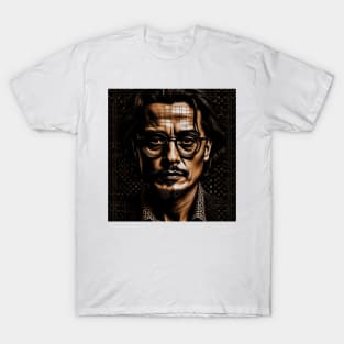 [AI Art] Johnny Depp, Optical Art Style T-Shirt